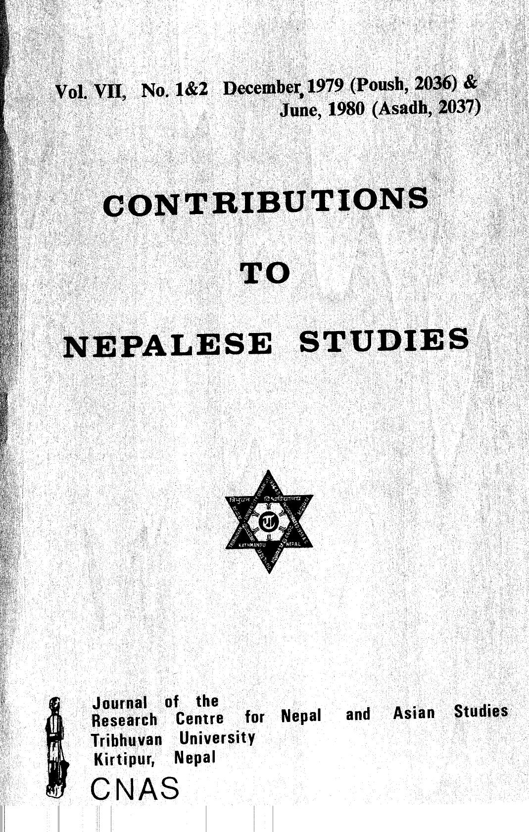 Contributions To Nepalese Studies :Volume07-01 02